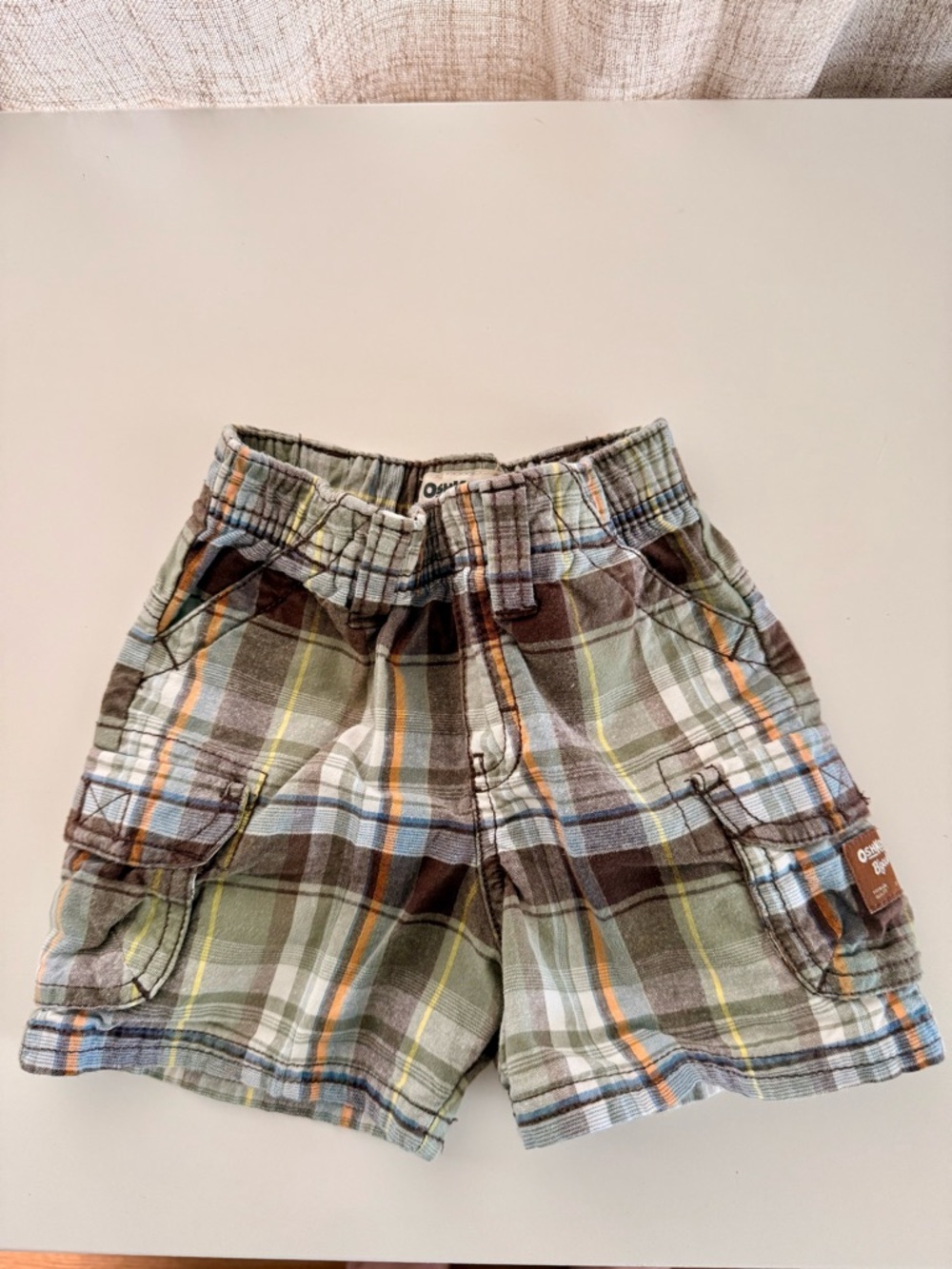 Vintage OshKosh B'gosh Plaid Elastic Waist Shorts - Green/Blue/Orange